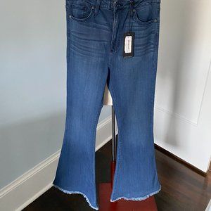 Just Black Denim Flared Jean with Fringe hem - 30 Waist